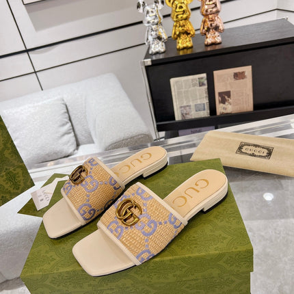 GG EXCLUSIVE SLIDE SANDAL IVORY SEDGE