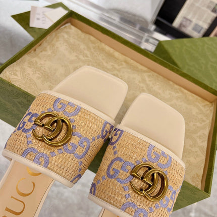 GG EXCLUSIVE SLIDE SANDAL IVORY SEDGE