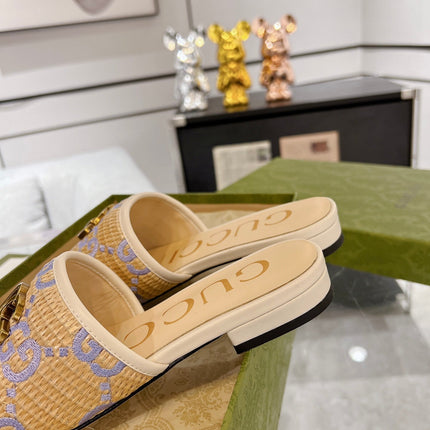 GG EXCLUSIVE SLIDE SANDAL IVORY SEDGE