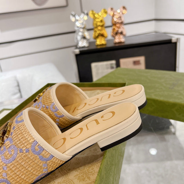 GG EXCLUSIVE SLIDE SANDAL IVORY SEDGE