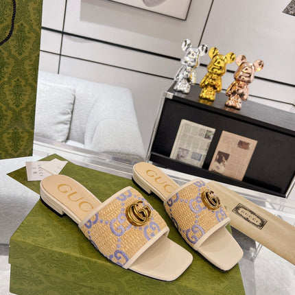 GG EXCLUSIVE SLIDE SANDAL IVORY SEDGE