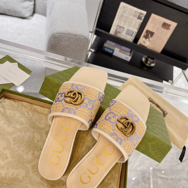 GG EXCLUSIVE SLIDE SANDAL IVORY SEDGE