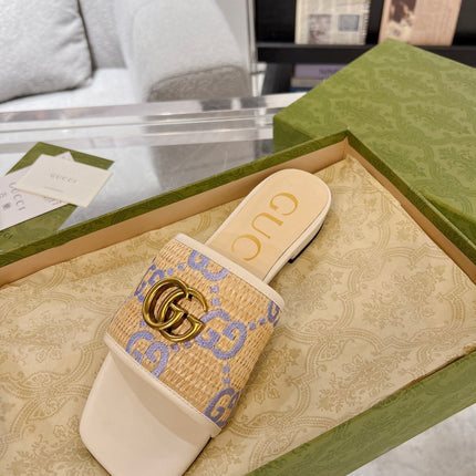 GG EXCLUSIVE SLIDE SANDAL IVORY SEDGE