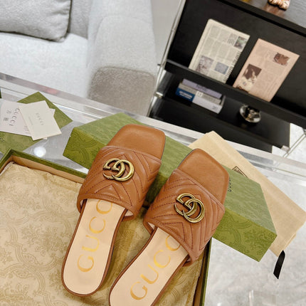 GG EXCLUSIVE SLIDE SANDAL CARAMEL CALFSKIN