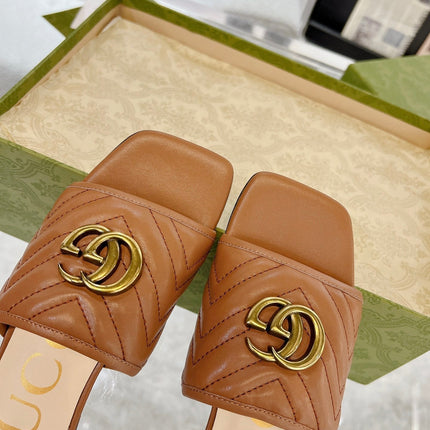 GG EXCLUSIVE SLIDE SANDAL CARAMEL CALFSKIN