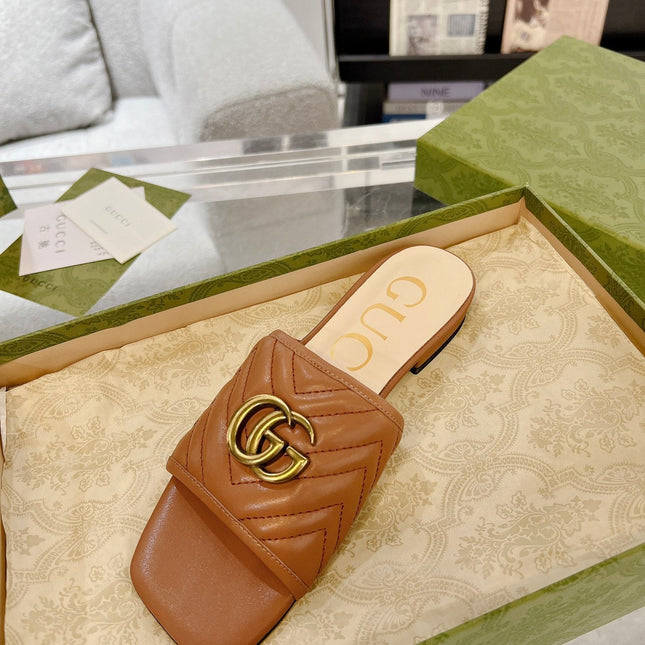 GG EXCLUSIVE SLIDE SANDAL CARAMEL CALFSKIN