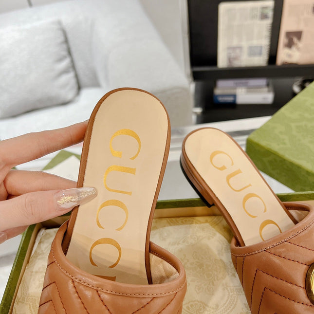 GG EXCLUSIVE SLIDE SANDAL CARAMEL CALFSKIN