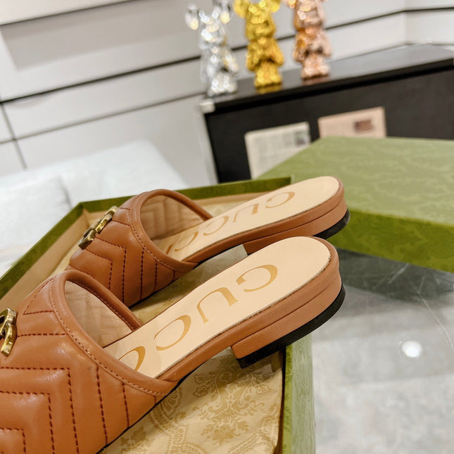 GG EXCLUSIVE SLIDE SANDAL CARAMEL CALFSKIN