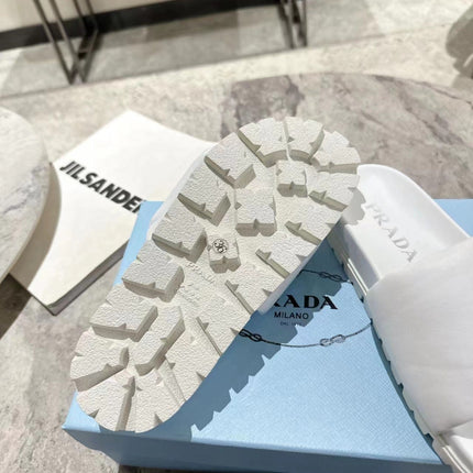 PRA SHEARLING SLIDES WHITE LAMBSKIN