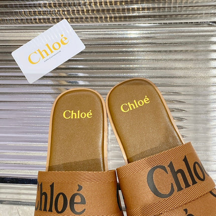 CHLOÉ WOODY SLIPPER IN CIDER BROWN CANVAS