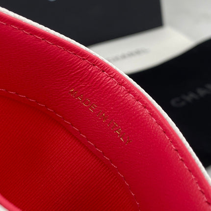 CC CARD HOLDER 19.5 WHITE GRAINED CALFSKIN GOLD ICON