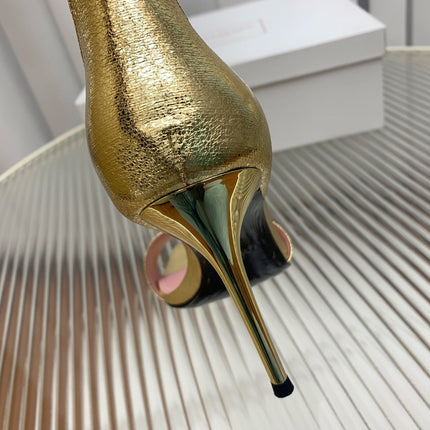 BALMAIN 25S B STRAP HIGH HEEL SANDALS 95MM IN GOLD CALFSKIN