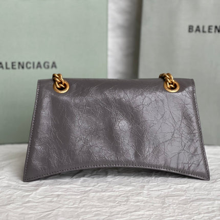 CRUSH SMALL CHAIN BAG 25 IN SUVA GRAY CRUSHED CALFSKIN GOLD HARDWARE