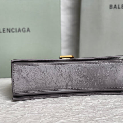 CRUSH SMALL CHAIN BAG 25 IN SUVA GRAY CRUSHED CALFSKIN GOLD HARDWARE