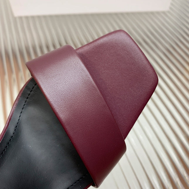 BALMAIN 25S CROSSOVER STRAP HIGH HEELS 95MM IN ROSEWOOD CALFSKIN