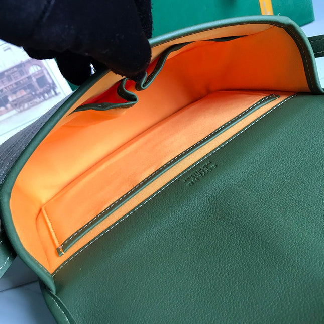 BELVEDERE MM BAG 21 IN GREEN GOYARDINE CANVAS AND CALFSKIN