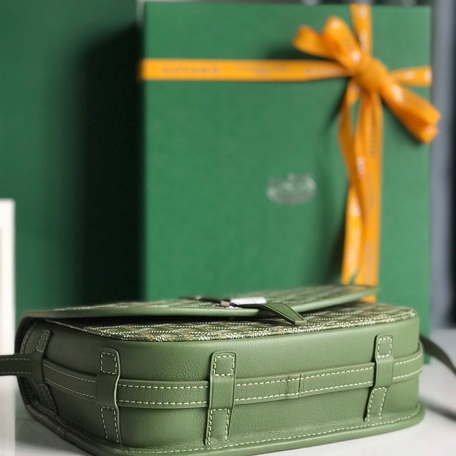 BELVEDERE MM BAG 21 IN GREEN GOYARDINE CANVAS AND CALFSKIN