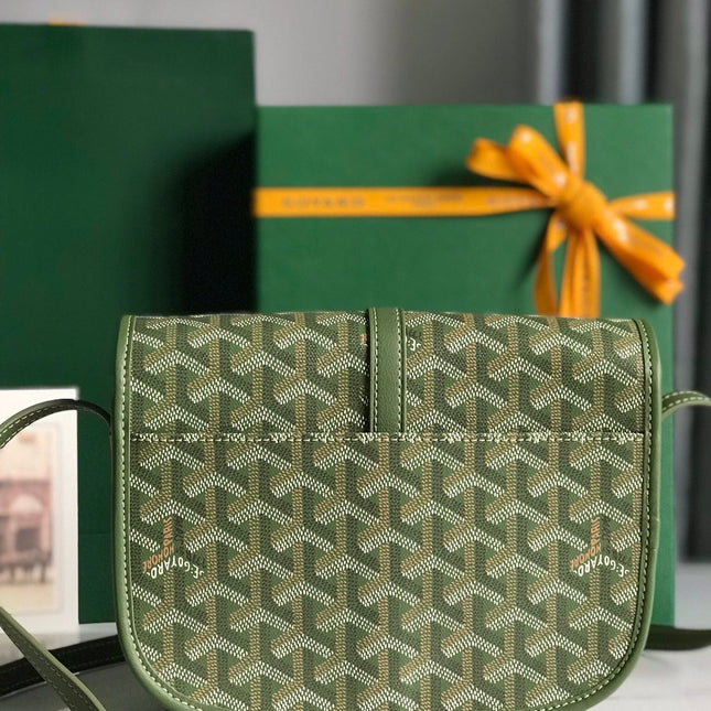 BELVEDERE MM BAG 21 IN GREEN GOYARDINE CANVAS AND CALFSKIN