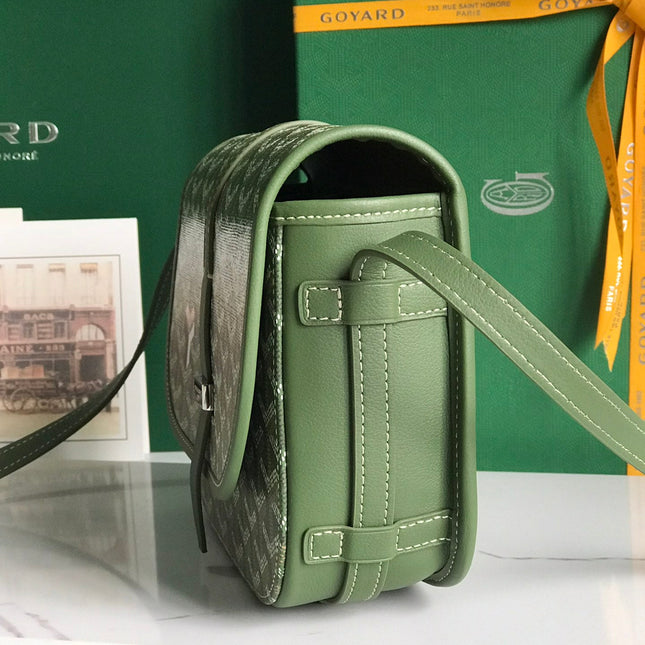 BELVEDERE MM BAG 21 IN GREEN GOYARDINE CANVAS AND CALFSKIN
