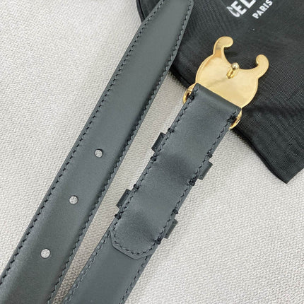 CELINE 25S TRIOMPHE BELT 25MM IN BLACK CALFSKIN GOLD HARDWARE 580679