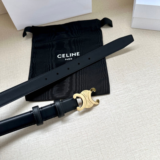 Medium Triomphe Belt 25mm Black Calfskin Ghw