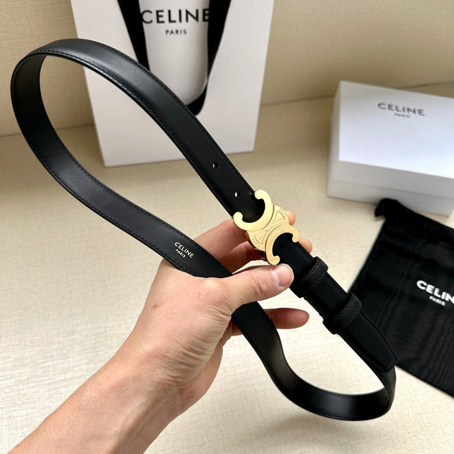 Medium Triomphe Belt 25mm Black Calfskin Ghw