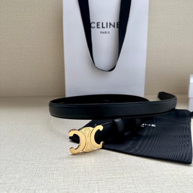 Medium Triomphe Belt 25mm Black Calfskin Ghw