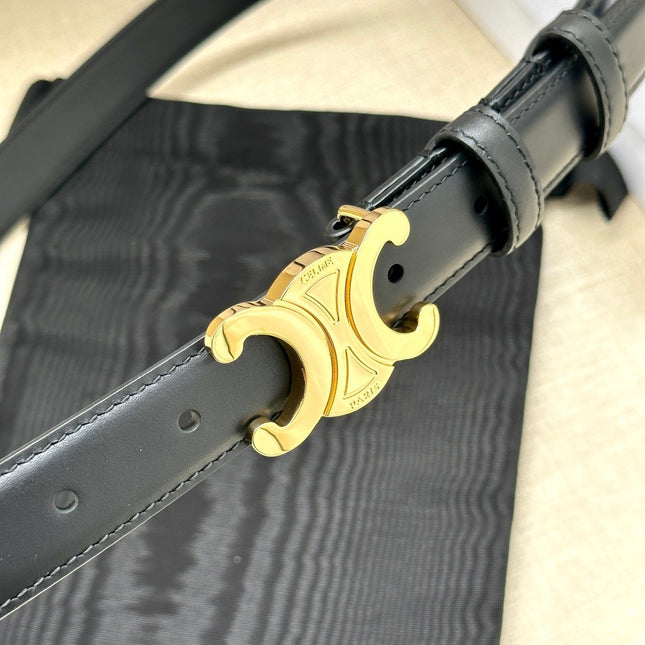 Medium Triomphe Belt 25mm Black Calfskin Ghw