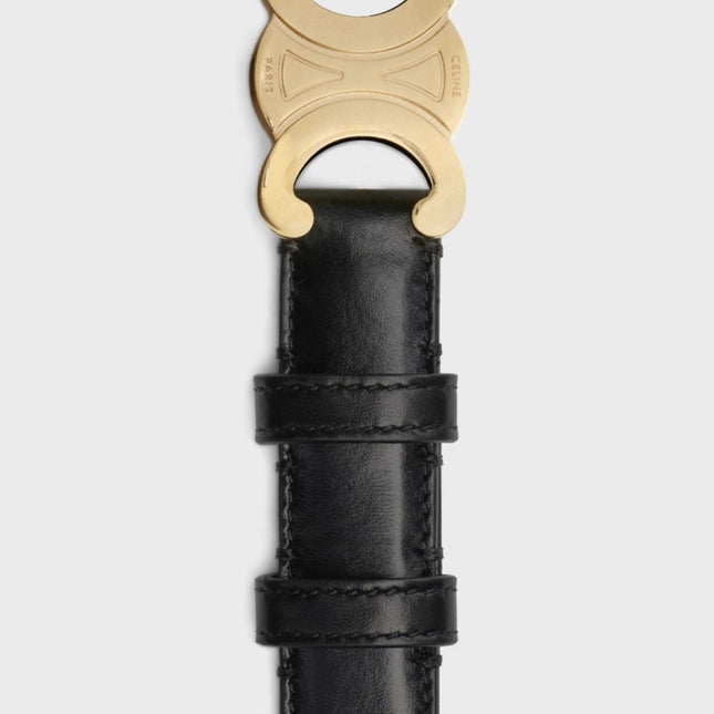 Medium Triomphe Belt 25mm Black Calfskin Ghw