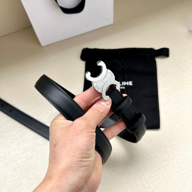 Medium Triomphe Belt 25mm Black Calfskin Shw