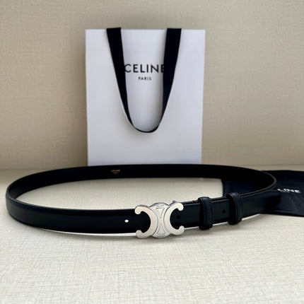 Medium Triomphe Belt 25mm Black Calfskin Shw