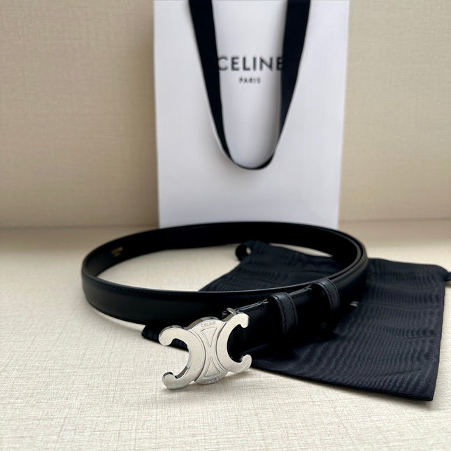 Medium Triomphe Belt 25mm Black Calfskin Shw