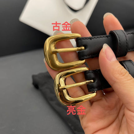 CL SMALL 18 MM TRIOMPHE BELT IN TAURILLON BLACK LEATHER GOLD HARDWARE