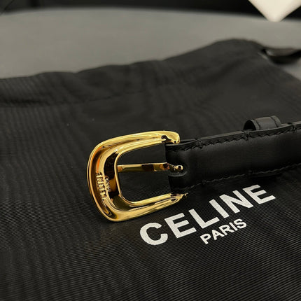 CL SMALL 18 MM TRIOMPHE BELT IN TAURILLON BLACK LEATHER GOLD HARDWARE