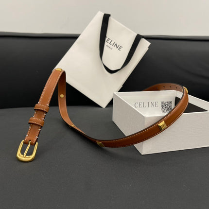 CL SMALL 18 MM TRIOMPHE BELT IN TAURILLON BRONZE BROWN LEATHER GOLD HARDWARE