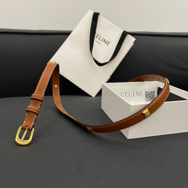 CL SMALL 18 MM TRIOMPHE BELT IN TAURILLON BRONZE BROWN LEATHER GOLD HARDWARE