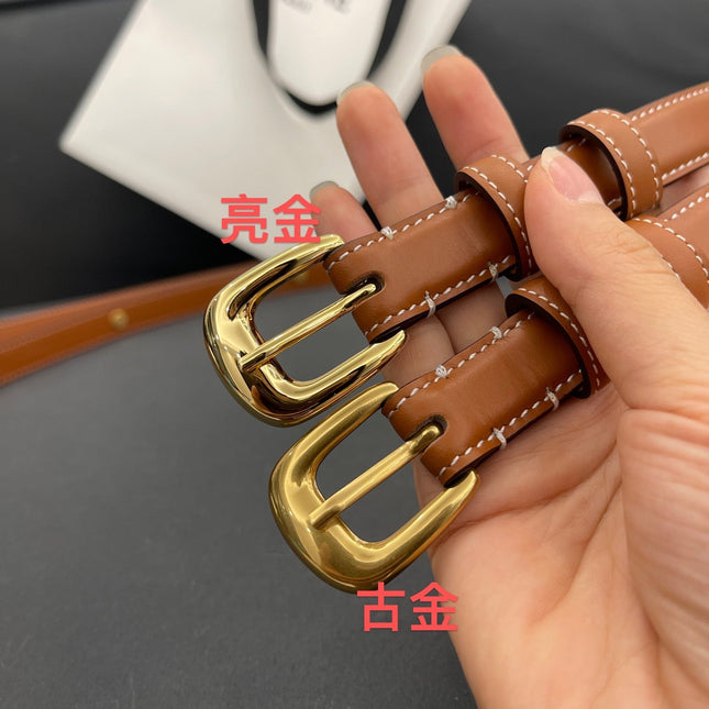 CL SMALL 18 MM TRIOMPHE BELT IN TAURILLON BRONZE BROWN LEATHER GOLD HARDWARE