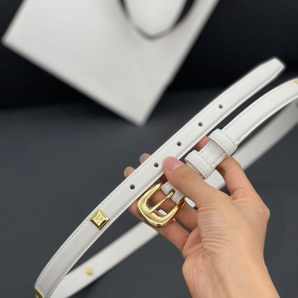 CL SMALL 18 MM TRIOMPHE BELT IN TAURILLON WHITE LEATHER GOLD HARDWARE