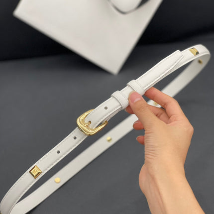 CL SMALL 18 MM TRIOMPHE BELT IN TAURILLON WHITE LEATHER GOLD HARDWARE