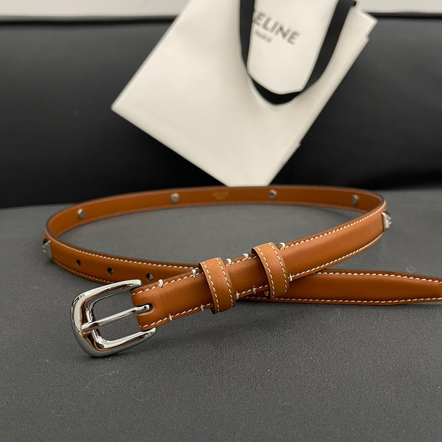 CL SMALL 18 MM TRIOMPHE BELT IN TAURILLON BRONZE BROWN LEATHER SILVER HARDWARE