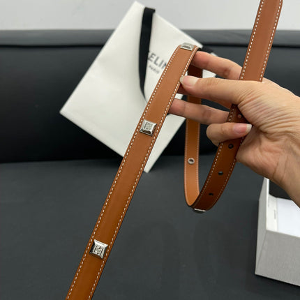 CL SMALL 18 MM TRIOMPHE BELT IN TAURILLON BRONZE BROWN LEATHER SILVER HARDWARE