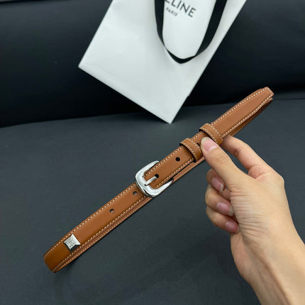 CL SMALL 18 MM TRIOMPHE BELT IN TAURILLON BRONZE BROWN LEATHER SILVER HARDWARE