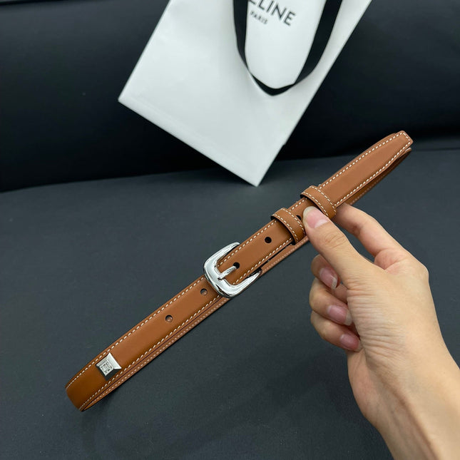 CL SMALL 18 MM TRIOMPHE BELT IN TAURILLON BRONZE BROWN LEATHER SILVER HARDWARE