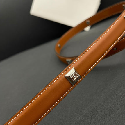 CL SMALL 18 MM TRIOMPHE BELT IN TAURILLON BRONZE BROWN LEATHER SILVER HARDWARE