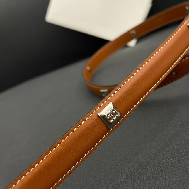 CL SMALL 18 MM TRIOMPHE BELT IN TAURILLON BRONZE BROWN LEATHER SILVER HARDWARE