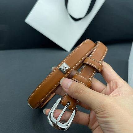 CL SMALL 18 MM TRIOMPHE BELT IN TAURILLON BRONZE BROWN LEATHER SILVER HARDWARE