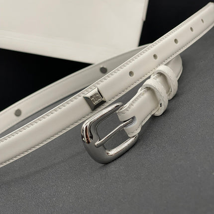 CL SMALL 18 MM TRIOMPHE BELT IN TAURILLON WHITE LEATHER SILVER HARDWARE