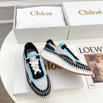CHLOÉ NAMA SNEAKER IN BLACK MIX COLORFUL SPECIAL FABRIC