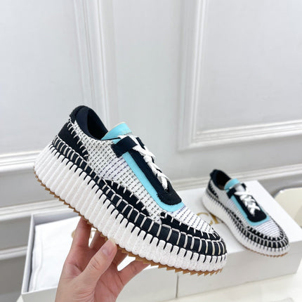 CHLOÉ NAMA SNEAKER IN BLACK MIX COLORFUL SPECIAL FABRIC