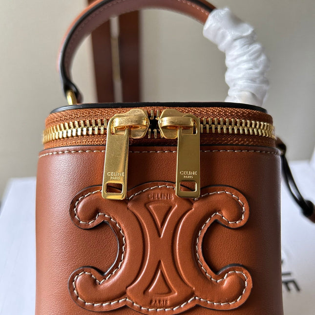 MINI VANITY CASE CUIR TRIOMPHE 9 IN BRONZE BROWN SMOOTH CALFSKIN